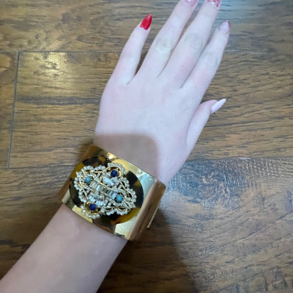 Elegant Gold and Black Cuff Bracelet
